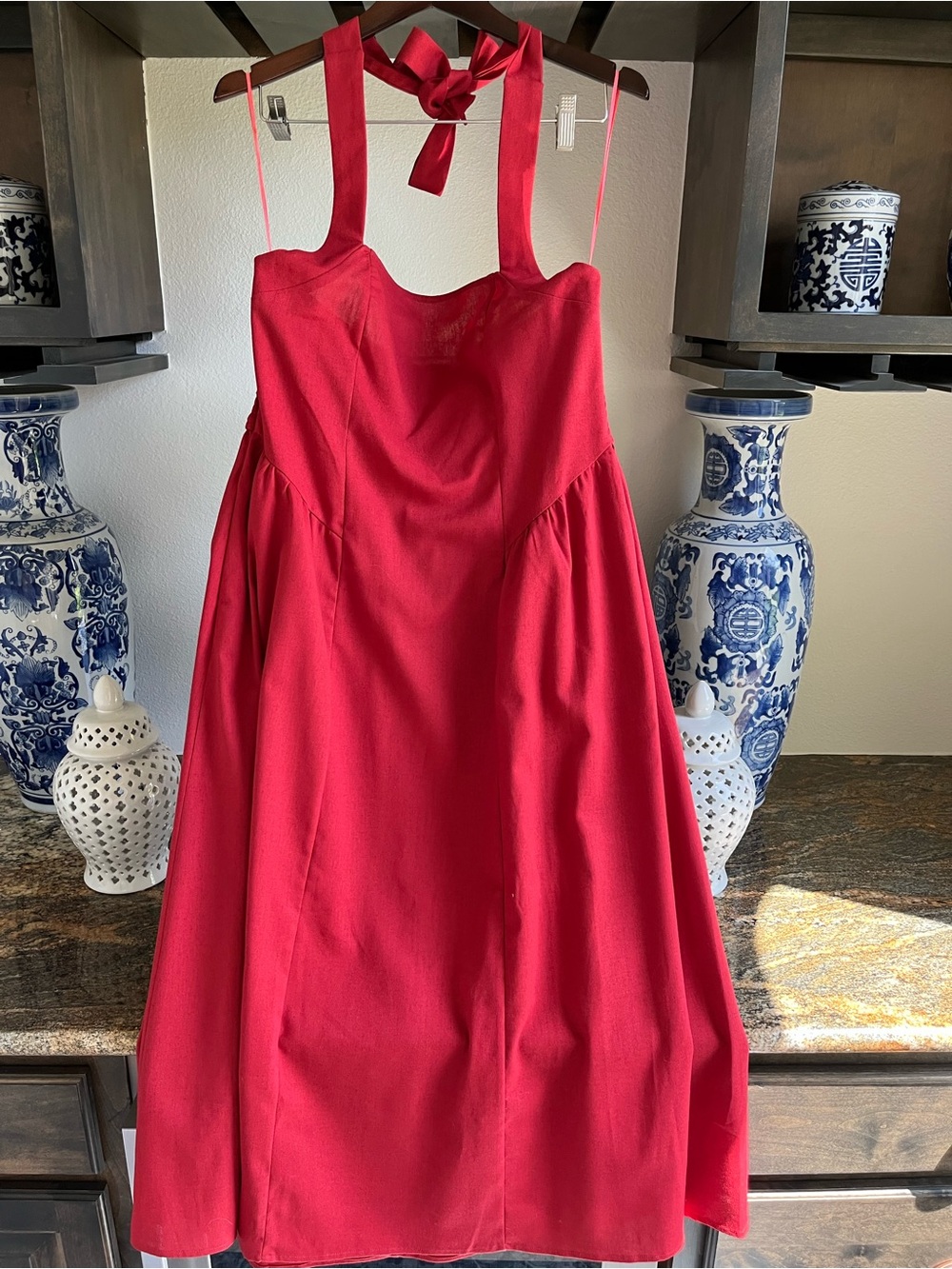 Petal & Pup Red Maxi Dress with Halter Tie